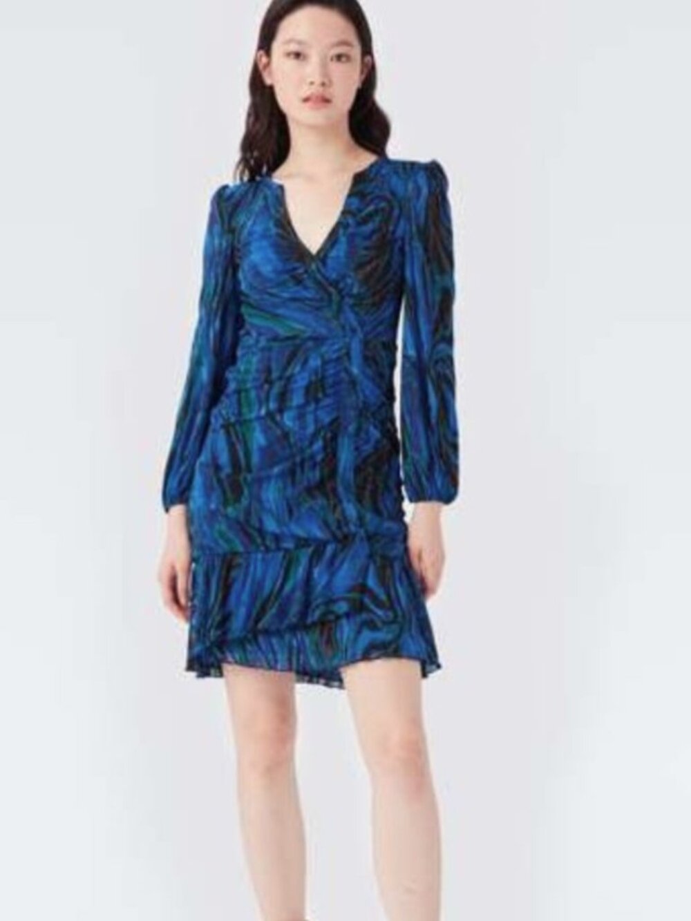 Diane von Furstenberg Abstract Midi Dress Blue & Green XS